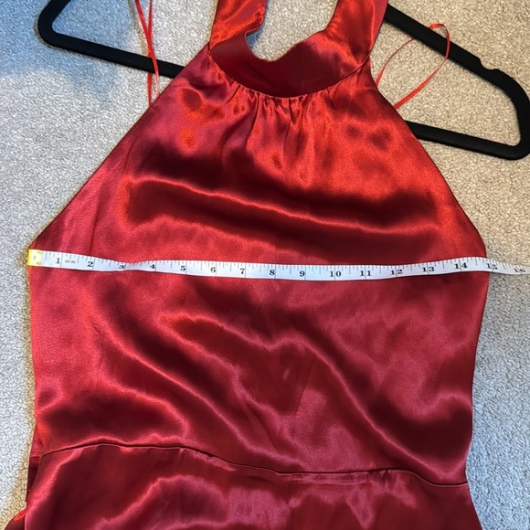 NWT Carolina Ritzler Satin Ruby Red Halter Jumpsuit Size 36 - Picture 9 of 13